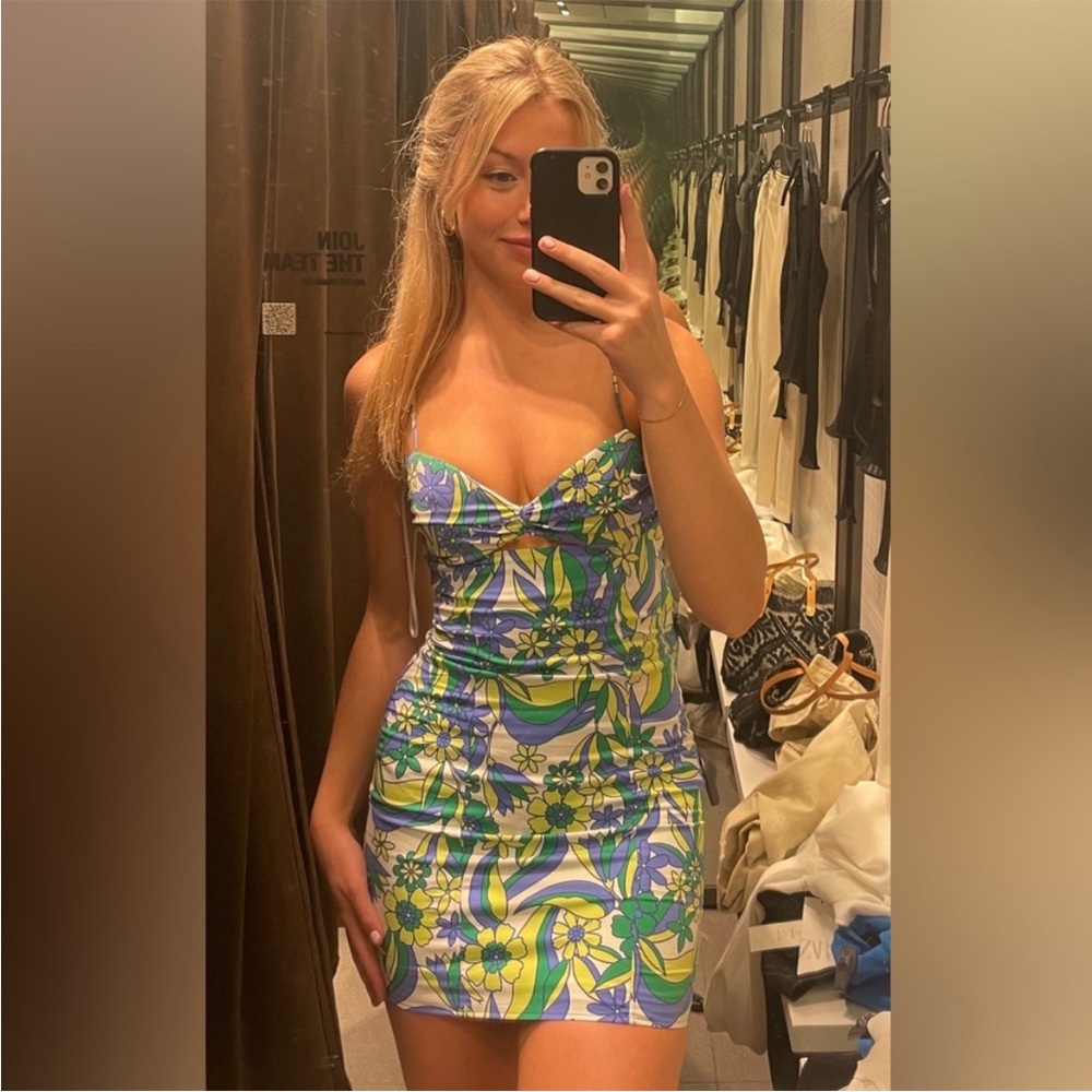 Floral Blue and Green Dress
